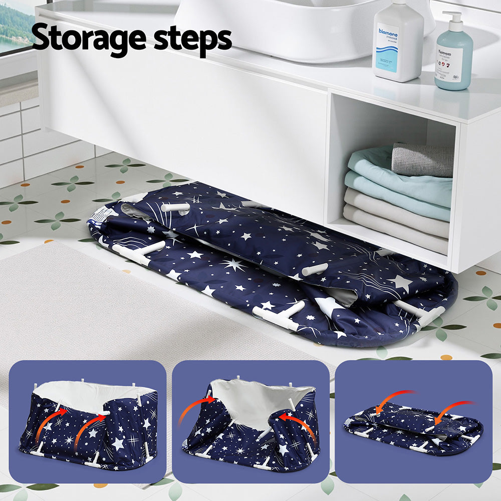 Weisshorn Foldable Bathtub PVC SPA Bucket Inflatable Cushion 114x62cm Star Navy