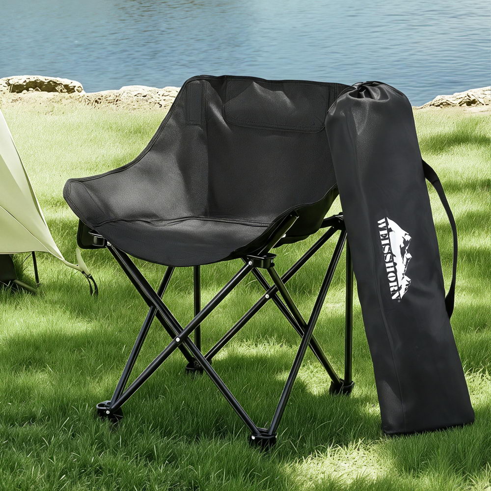 Weisshorn Folding Camping Moon Chair Portable Seat Weight Capacity 120KG Black