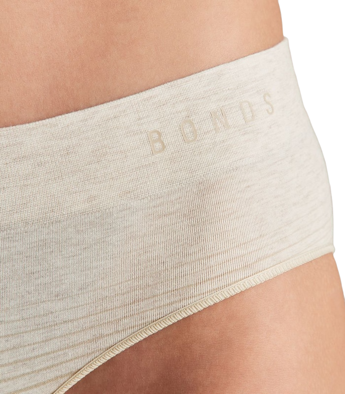 Womens Bonds Seamless Midi Cotton Ladies Underwear Cream/Beige Stripes