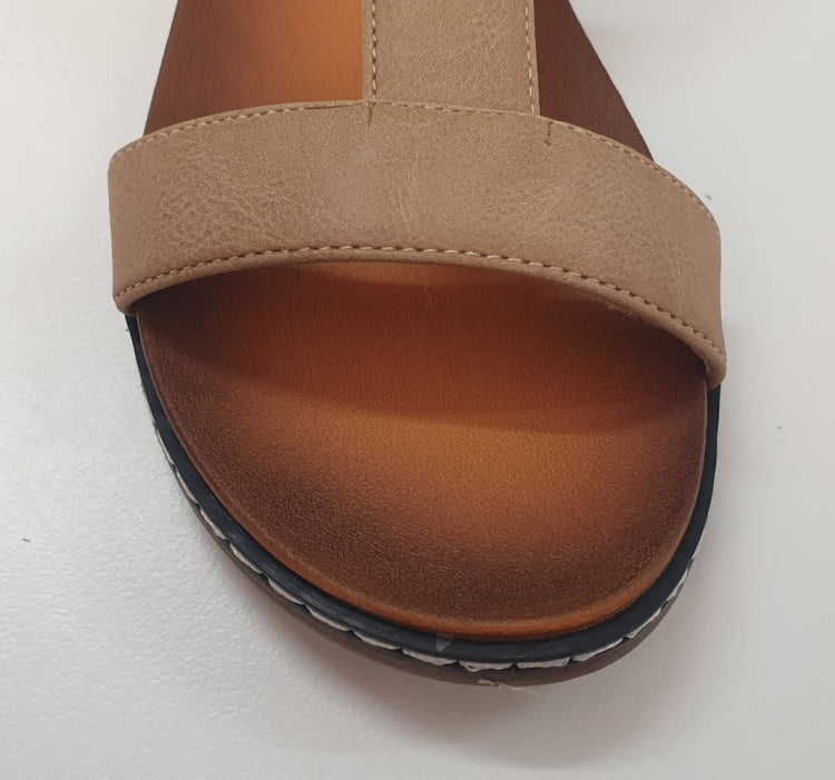 Womens Grosby Claudia Sandals Tan Beige Sandals Open Toe Summer Sandal Shoes