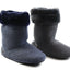 Womens Grosby Hoodies Boots Plush Fluffy Navy Grey Slippers