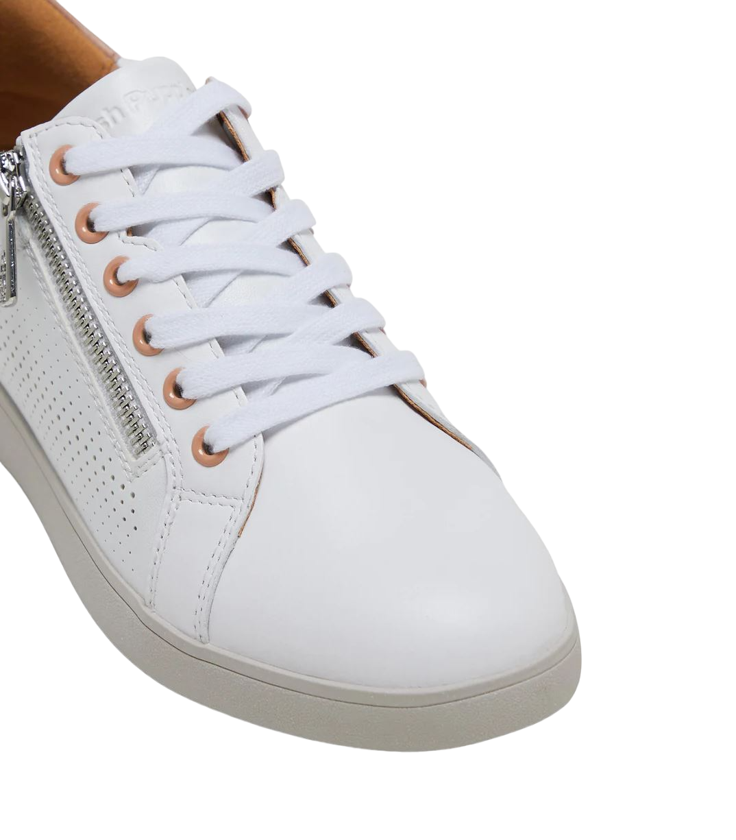 Womens Hush Puppies Mimosa Perf Sneakers Zip White/Blush Casual Lace Up Shoes