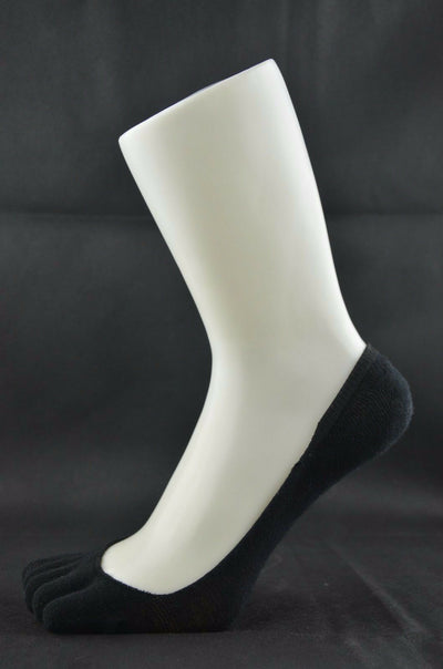 Womens Pair Invisible Anti Slip Five Toe Sock Footlets Sockettes Black