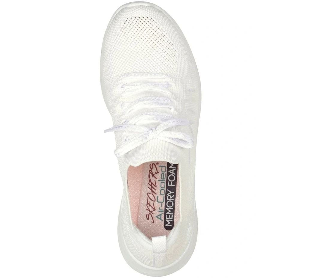 Womens Skechers Ultra Flex 3.0 - Glowing Sky White Sneaker Shoes