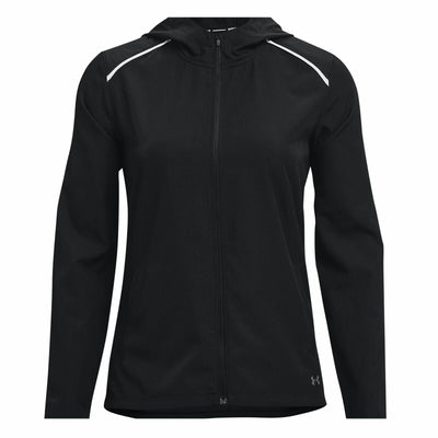 Womens Under Armour Ua Outrun The Rain Jacket Zip Up Black/White/Reflective