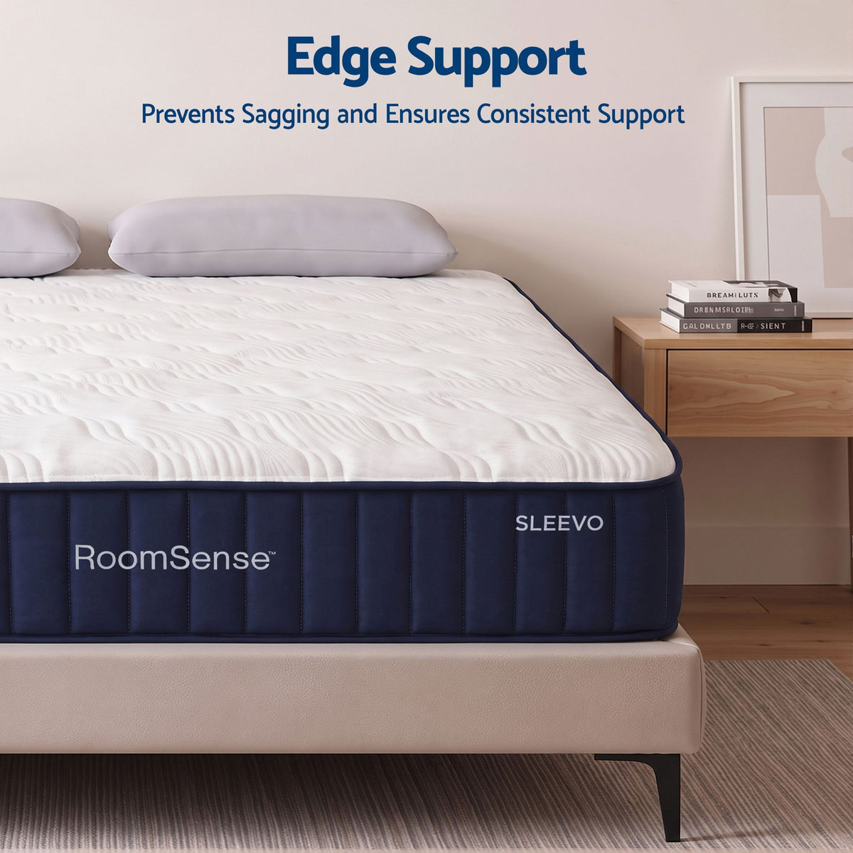 RoomSense Queen 26cm Firm Pocket Spring Mattress Bundle with 2 Pillows