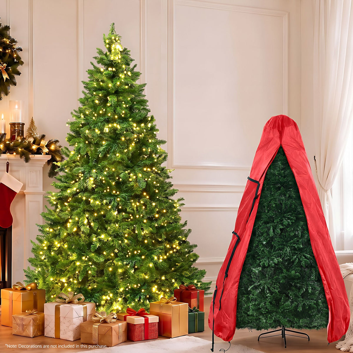 Jingle Jollys 2.4m Pre-Lit Christmas Tree 1488 LED Green with Red Storage Bag