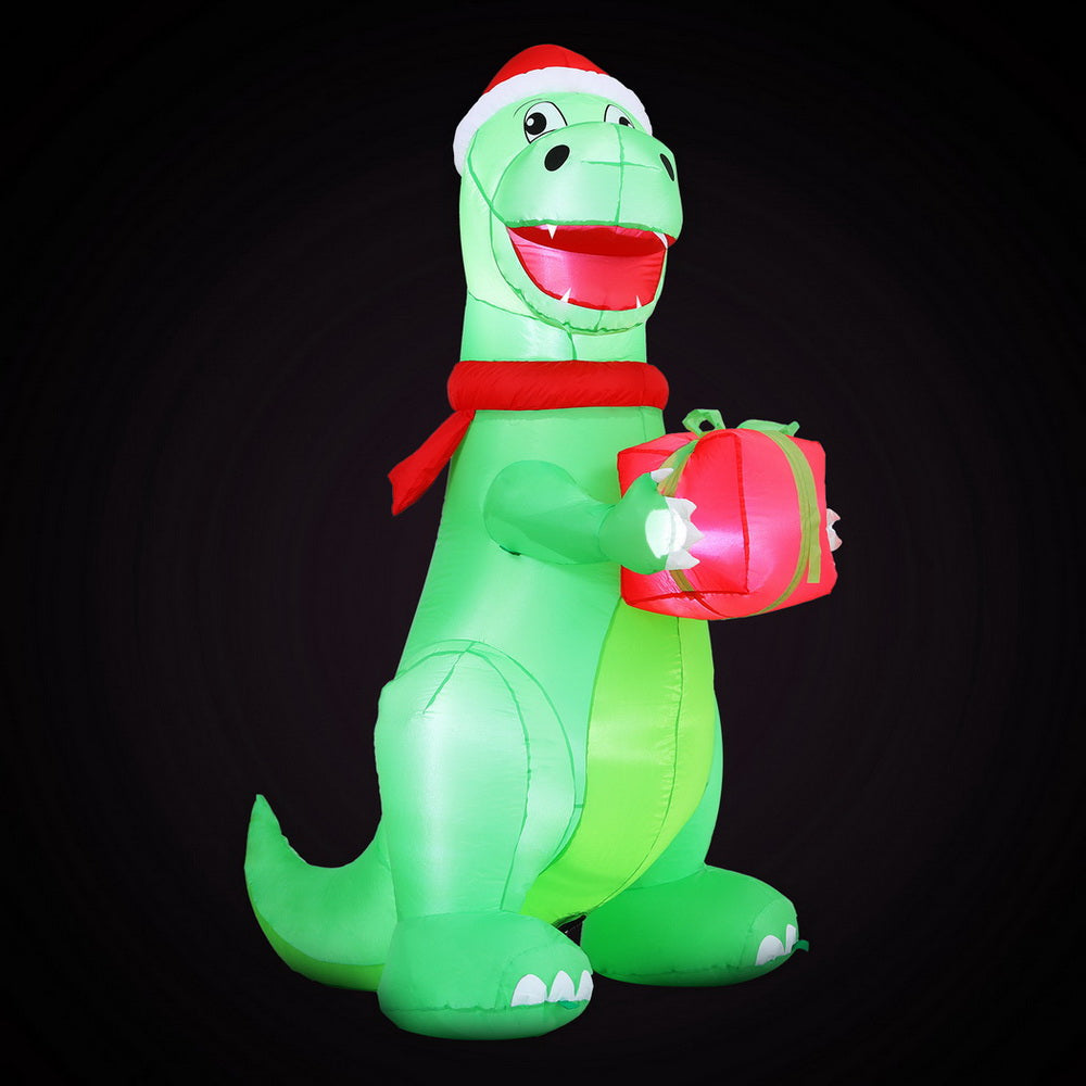 Jingle Jollys Christmas Inflatable Dinosaur 1.8M Height LED Decorations Illuminated