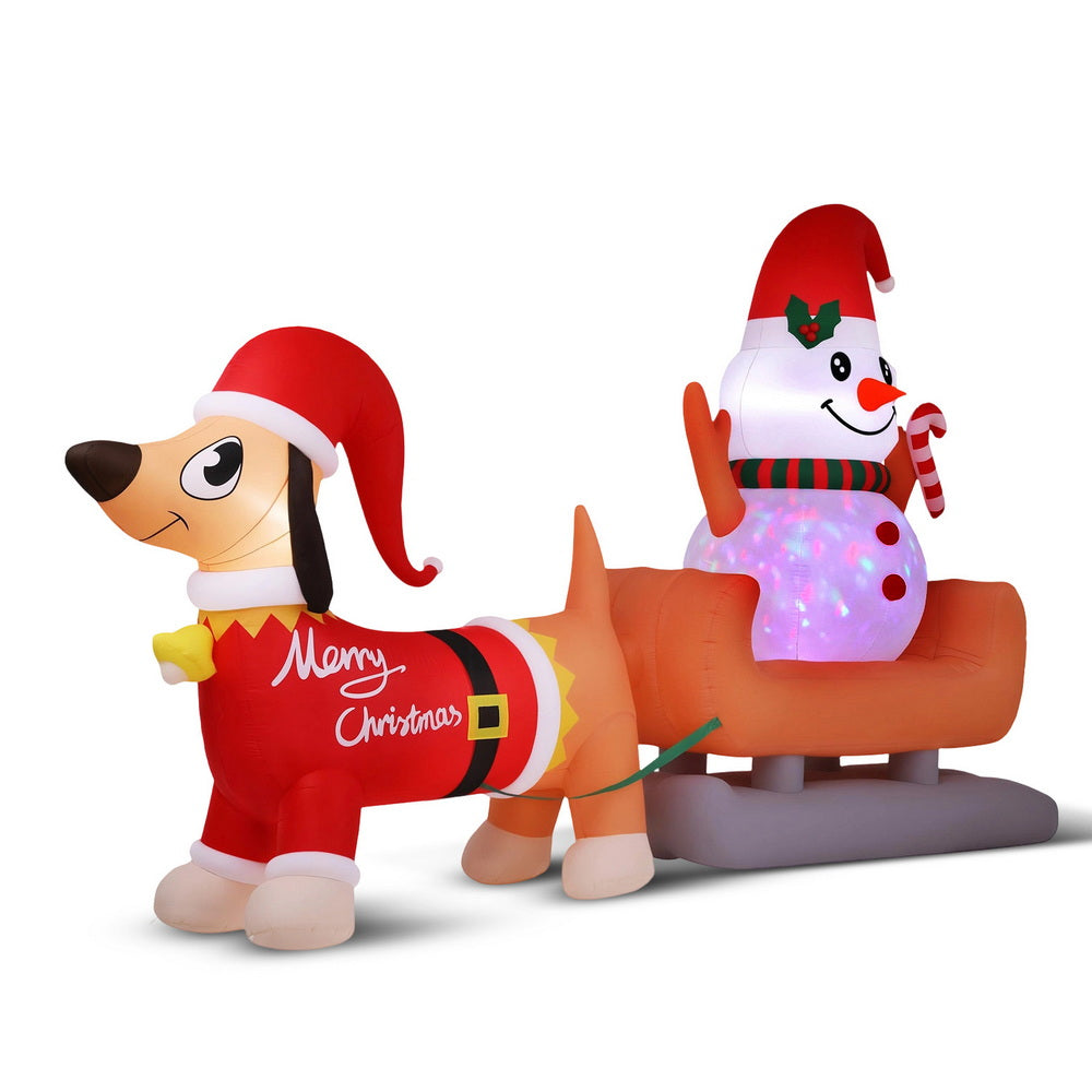 Jingle Jollys Christmas Inflatable Snowman Dog 4.2M Tall Outdoor Decorations Illuminated
