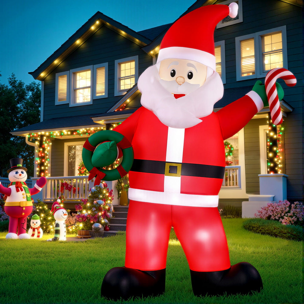 Jingle Jollys Christmas Inflatable Giant Santa 3.8M Height LED Illuminated Decorations