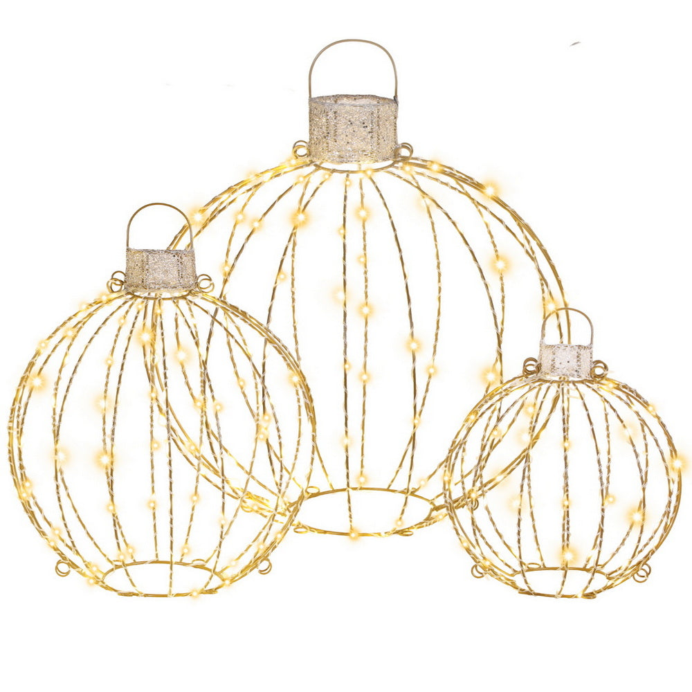 Jingle Jollys Christmas Lights 320 LED Fairy Light 3pcs Ball Decorations Set