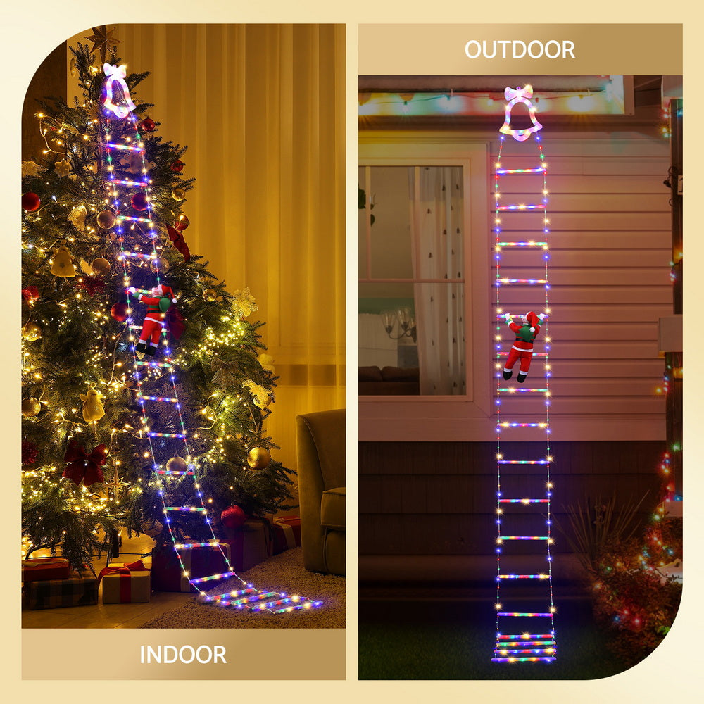 Jingle Jollys 3.5M Christmas Lights 300 LED Ladder Light with Santa Claus Decor