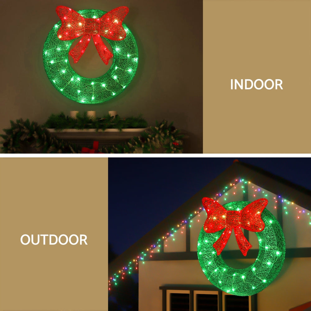 Jingle Jollys Christmas Lighted Wreath Solar Powered Indoor Outdoor Decoration