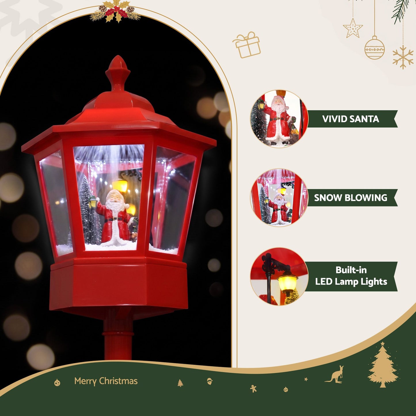 1.8M Christmas Lights Post Lamp LED Outdoor Decorations Jingle Jollys