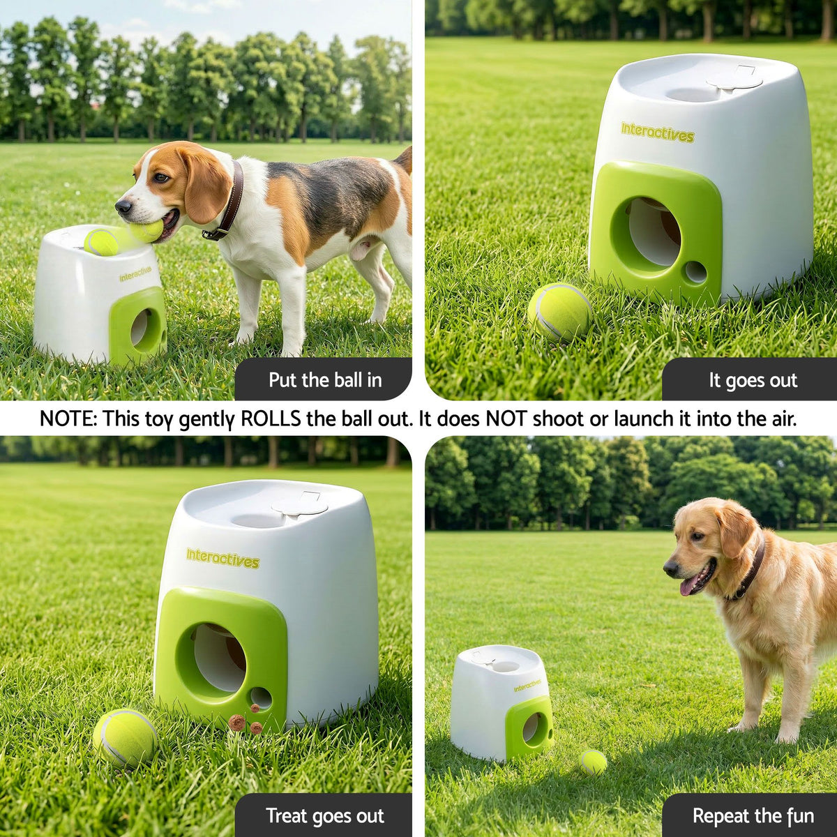 i.Pet 2-in-1 Interactive Dog Treat Dispenser Toy with 2 Balls Green