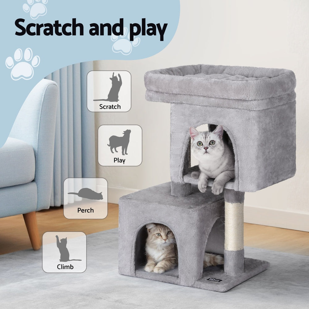 i.Pet Cat Tree 67cm Tower Scratching Post Trees Scratcher Condo House Light Grey