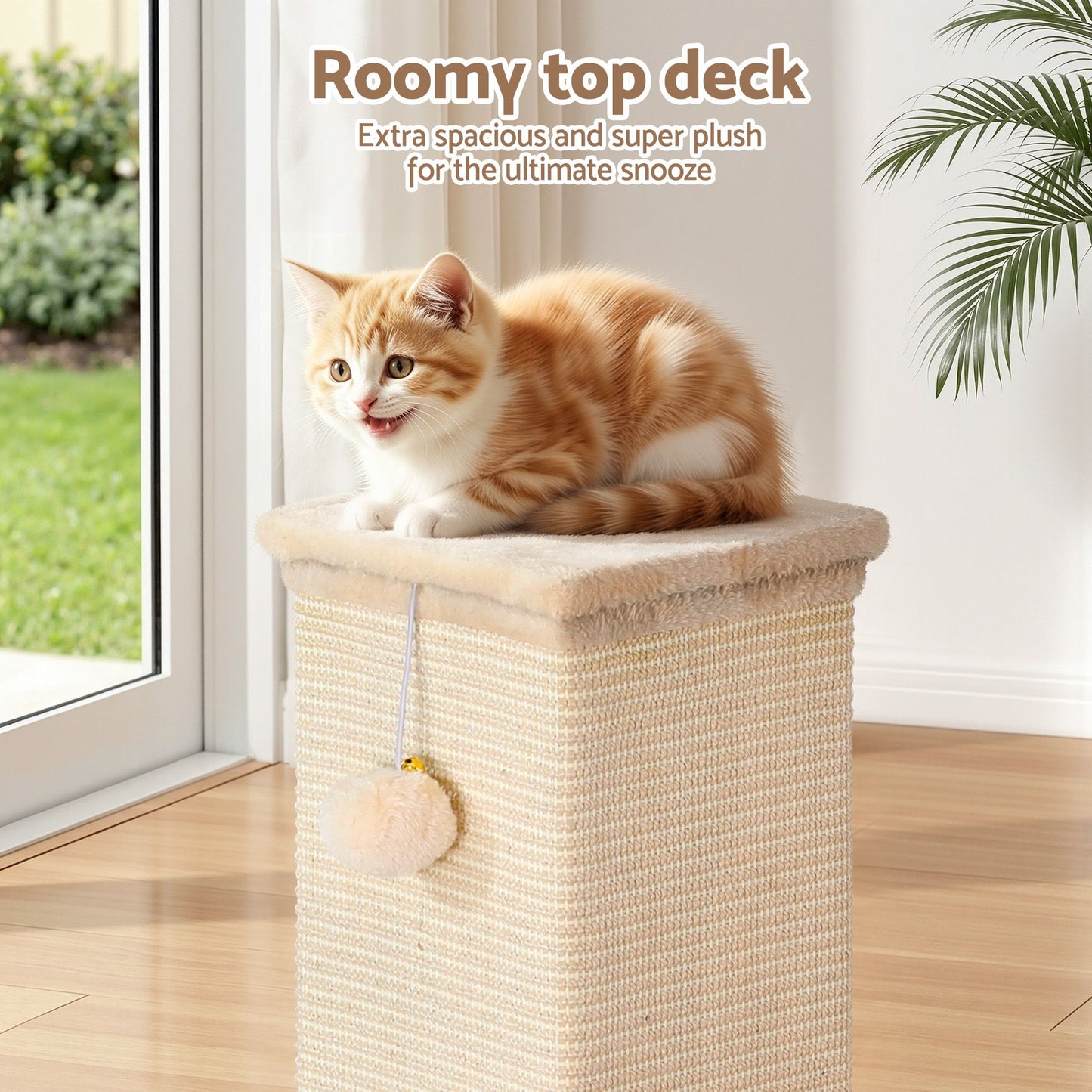 i.Pet Cat Tree 89cm Scratching Post Tower Scratcher Wood Condo Bed House Trees Beige