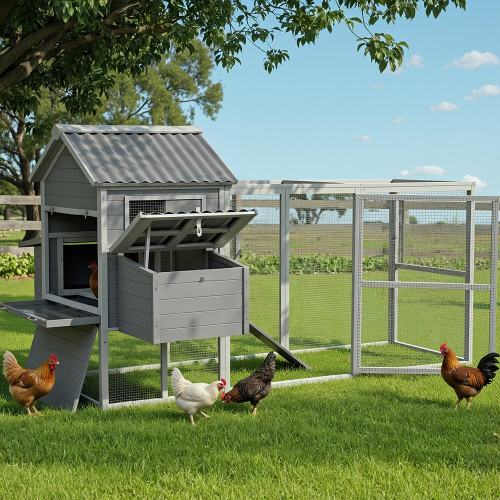 i.Pet Chicken Coop Rabbit Hutch Extra Large Wooden Run Bunny Cage Poultry House Outdoor