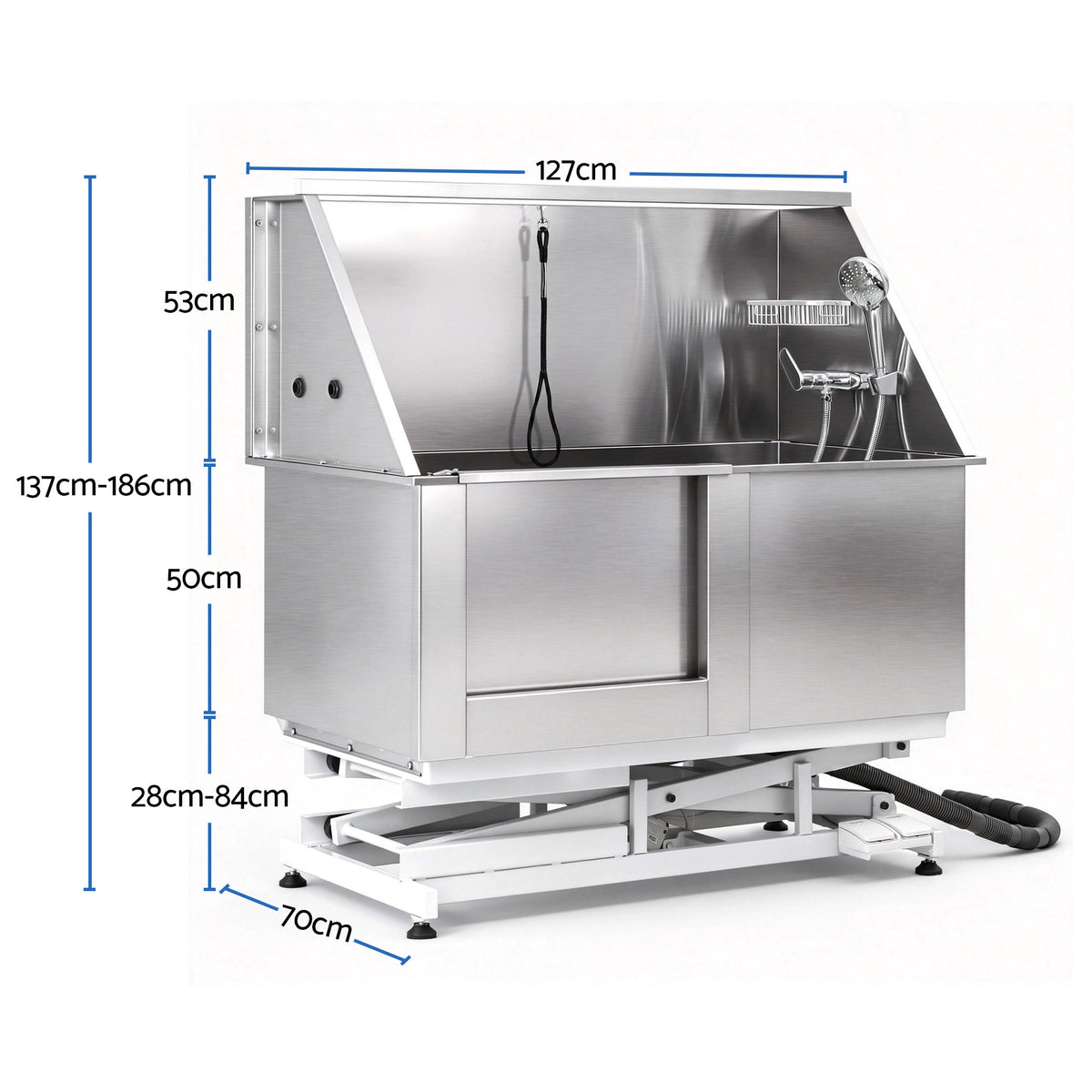 i.Pet Electric Pet Bath Tub Dog Grooming Stainless Steel Wash Station 127cm
