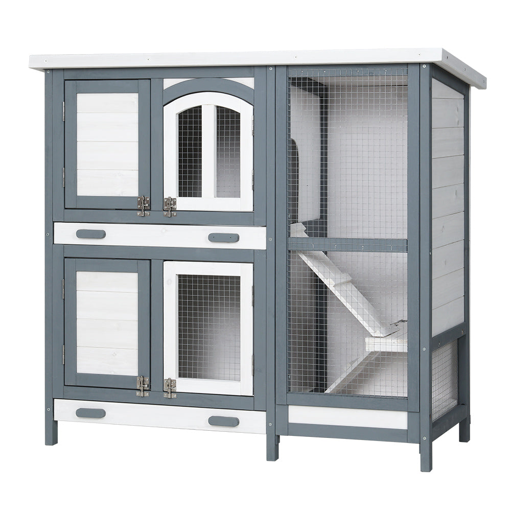 i.Pet Rabbit Hutch Chicken Coop 98cm x 45cm x 92cm Chicken Coop Large Wooden House Run Cage Outdoor