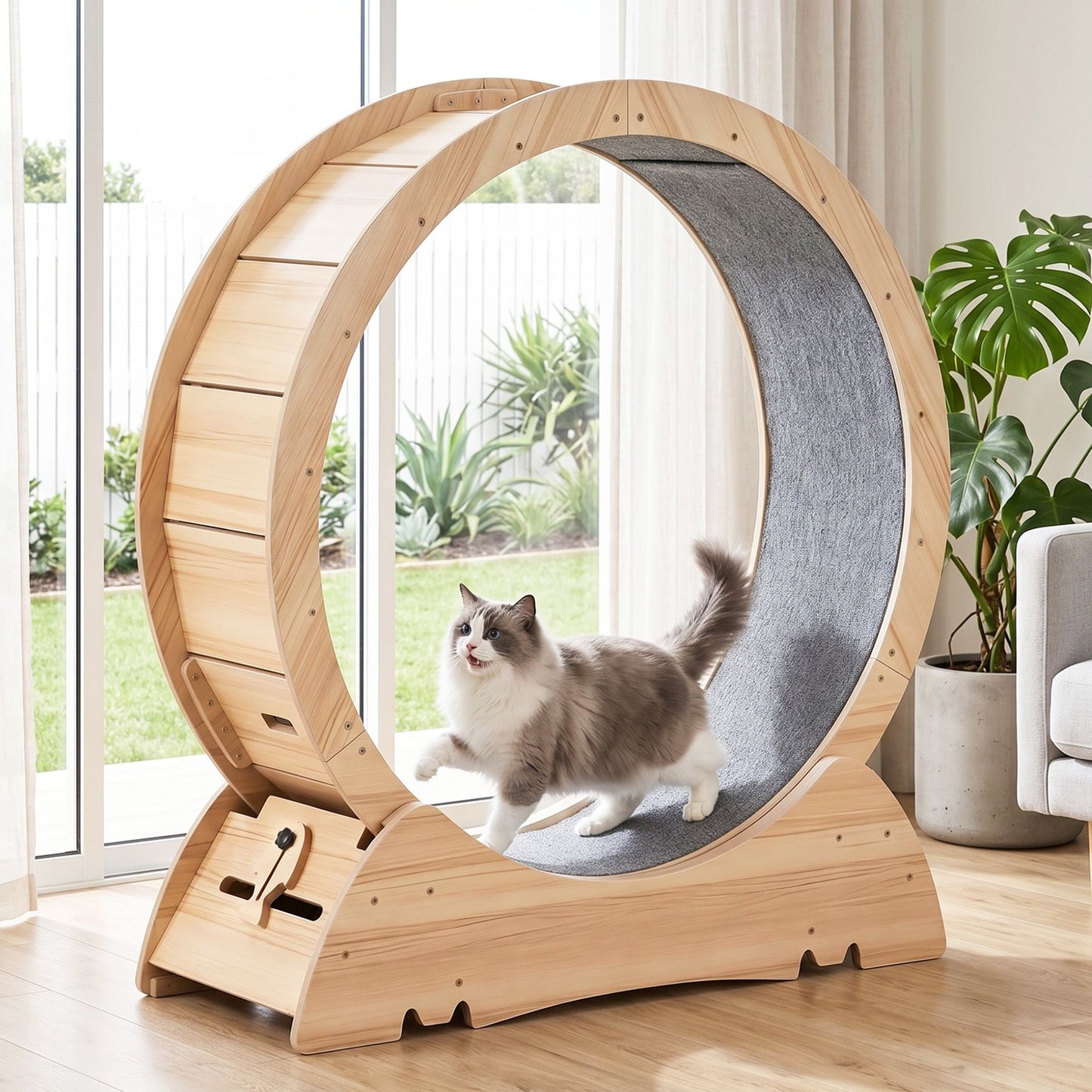 i.Pet Wooden Cat Exercise Wheel 91cm Indoor Cat Treadmill Large
