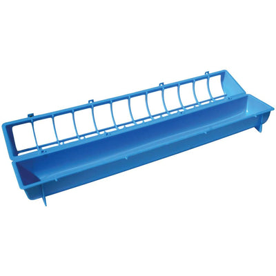 68cm Long Poultry Feeder Chicken Feeding Trough Blue Plastic Flip Top Container
