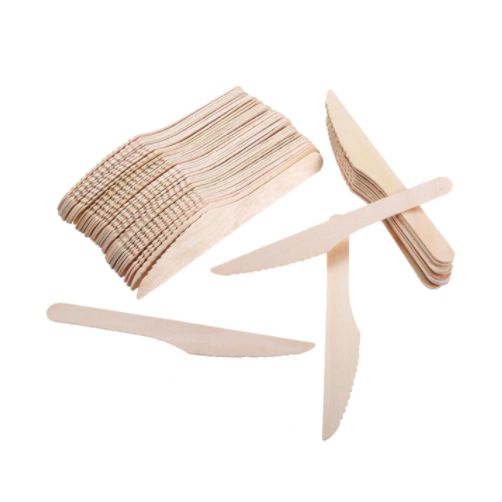 500 X Disposable Wooden Cutlery Bulk Bamboo Party 160mm - Spoons/Knives/Forks