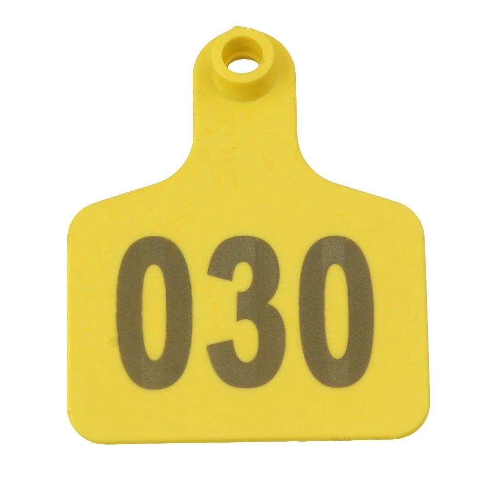 1-100 Cattle Number Ear Tag 6x7cm Set -Medium Yellow Cow Sheep Livestock Label