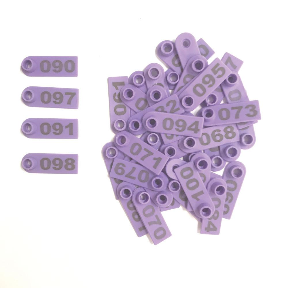 1-100 Cattle Number Ear Tags 5x2cm Purple Cow Sheep Pig Small Livestock Labels