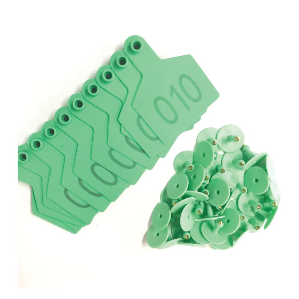 1-100 Cattle Number Ear Tags 7.5x10cm Set - XL Green Cow Sheep Livestock Labels