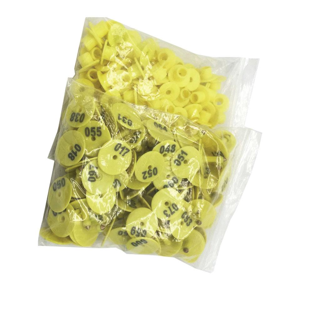 1-100 Cattle Number Ear Tags Set - Round Yellow Pig Sheep Goat Livestock Label
