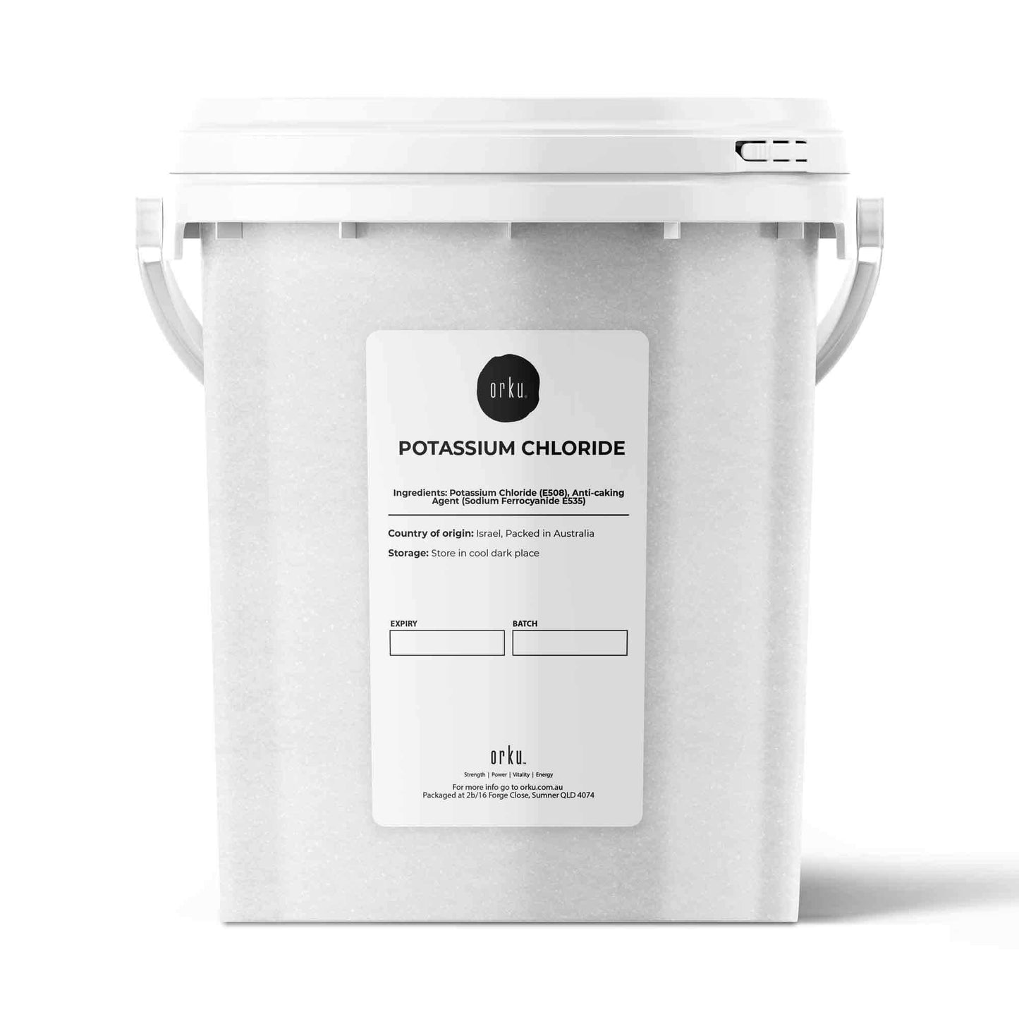 Orku 1.3Kg Potassium Chloride Powder (KCl) Tub - Food Grade E508 Salt Substitute