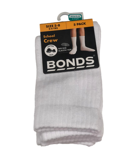 10 Pairs X Bonds Kids Boys Girls School Crew Socks White