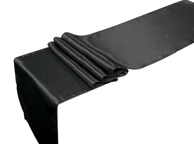 10 Table Runners Satin Wedding Event Runner Sash Cover Chair Black