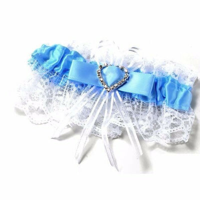 10 x Bridal Garter Wedding Lace Satin Crystal Heart Leg Band Diamante
