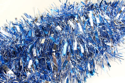 10 x Christmas Tinsel Thick 2-Tone Xmas Garland Tree Decorations - Blue/Silver