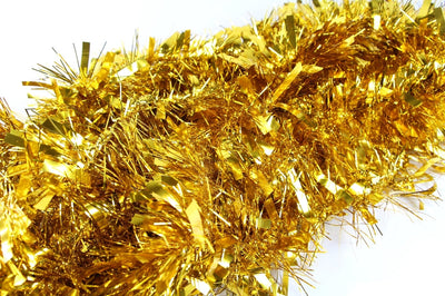 10 x Christmas Tinsel Thick 2-Tone Xmas Garland Tree Decorations - Gold/Gold