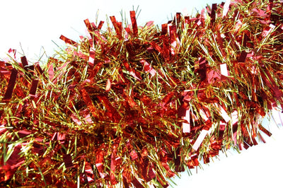 10 x Christmas Tinsel Thick 2-Tone Xmas Garland Tree Decorations - Red/Gold