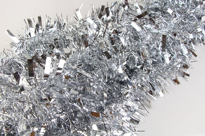 10 x Christmas Tinsel Thick 2-Tone Xmas Garland Tree Decorations - Silver/Silver