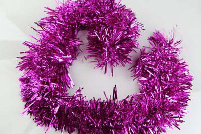 10 x Christmas Tinsel Thin Xmas Garland Tree Decorations - Hot Pink