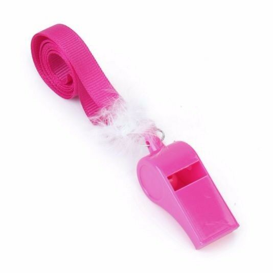 10 x Hot Pink Whistles Whistle Sports Cheerleader Hens Night Pink Games Party