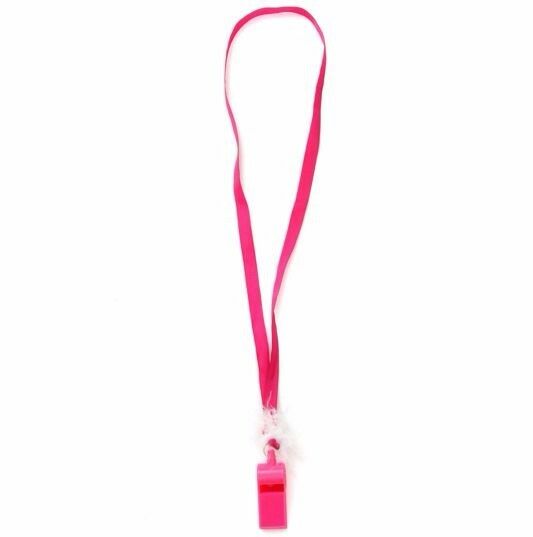 10 x Hot Pink Whistles Whistle Sports Cheerleader Hens Night Pink Games Party