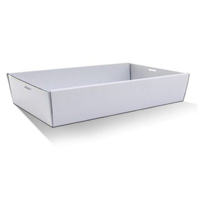 10 x Large White Disposable Catering Grazing Boxes Trays With Clear Frame Lids