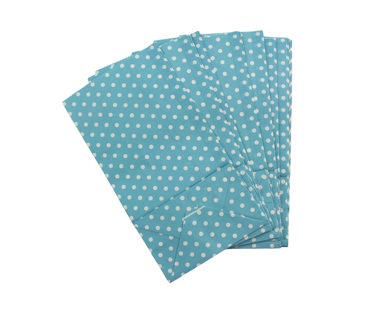 10 x Paper Lolly Bags Large 23Cms Wedding Birthday Gift Polka Dots Light Blue
