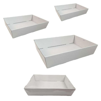 10 x White Disposable Catering Grazing Boxes Trays With Clear PET Lids