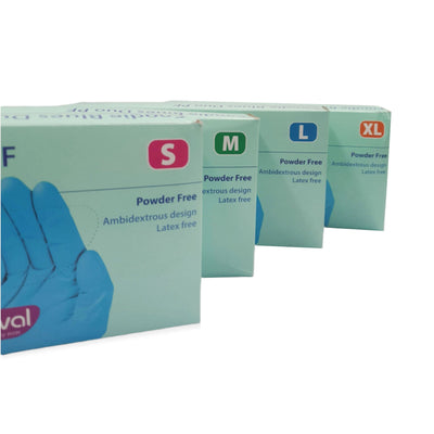 100 Food Safety Disposable Gloves - Foodie Blues Vinyl Latex Powder Free S M L XL