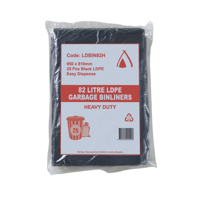 100 Pcs X 82L Black Garbage Ldpe Heavy Duty Bin Liners Commercial Bags
