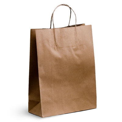 100 X Brown Twisted Handle Kraft Paper Bags Size Small