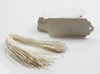 100 X Kraft Tags White Diy Paper Gift Tag With Twine