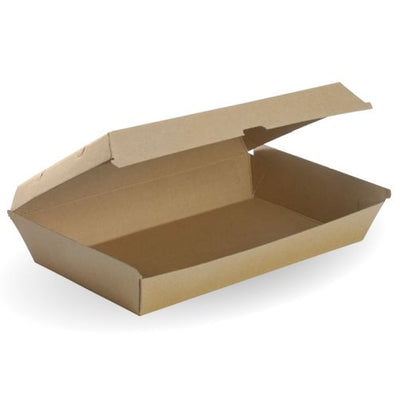 100 X Large Kraft Brown Disposable Family Pack Boxes Bulk Takeaway Box